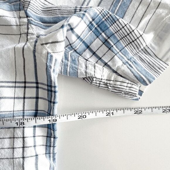 Quiksilver Mens Plaid Short Sleeve Button Down Shirt Blue White Medium - Picture 6 of 6